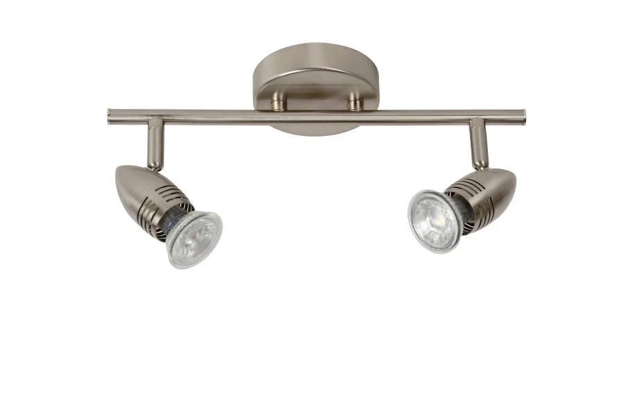 Lucide CARO-LED - Ceiling spotlight - LED - GU10 - 2x5W 2700K - Satin Chrome - off
